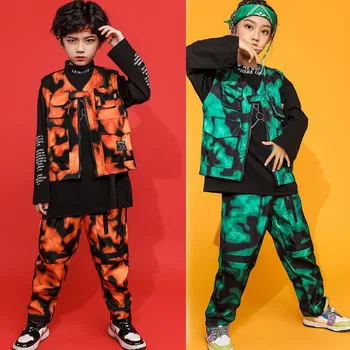  Copii Camo Hip Hop de Îmbrăcăminte fără Mâneci Jacheta Top Supradimensionat Tricou Tricou Pantaloni pentru Fete Baieti Jazz Dans Costum de Haine
