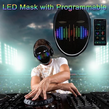  LED Masca cu Programabil,Bluetooth Masca de Fata,Lumina Masca pentru Costume Cosplay bal Mascat bal Mascat Jucărie