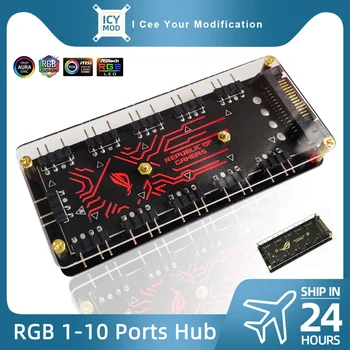  ROG RGB Hub 1-10 Porturi 1-6 Splitter 5V3 Controller SATA de Alimentare ASUS Iluminat 12V4 Convertor AURA SINCRONIZARE PC Cooler Custom MOD